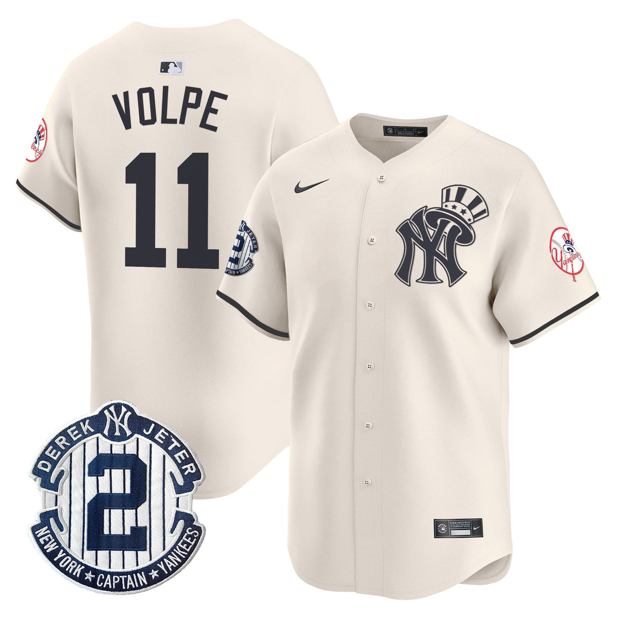 NYY Derek Jeter Patch Vapor Premier Limited Jersey V2 - All Stitched