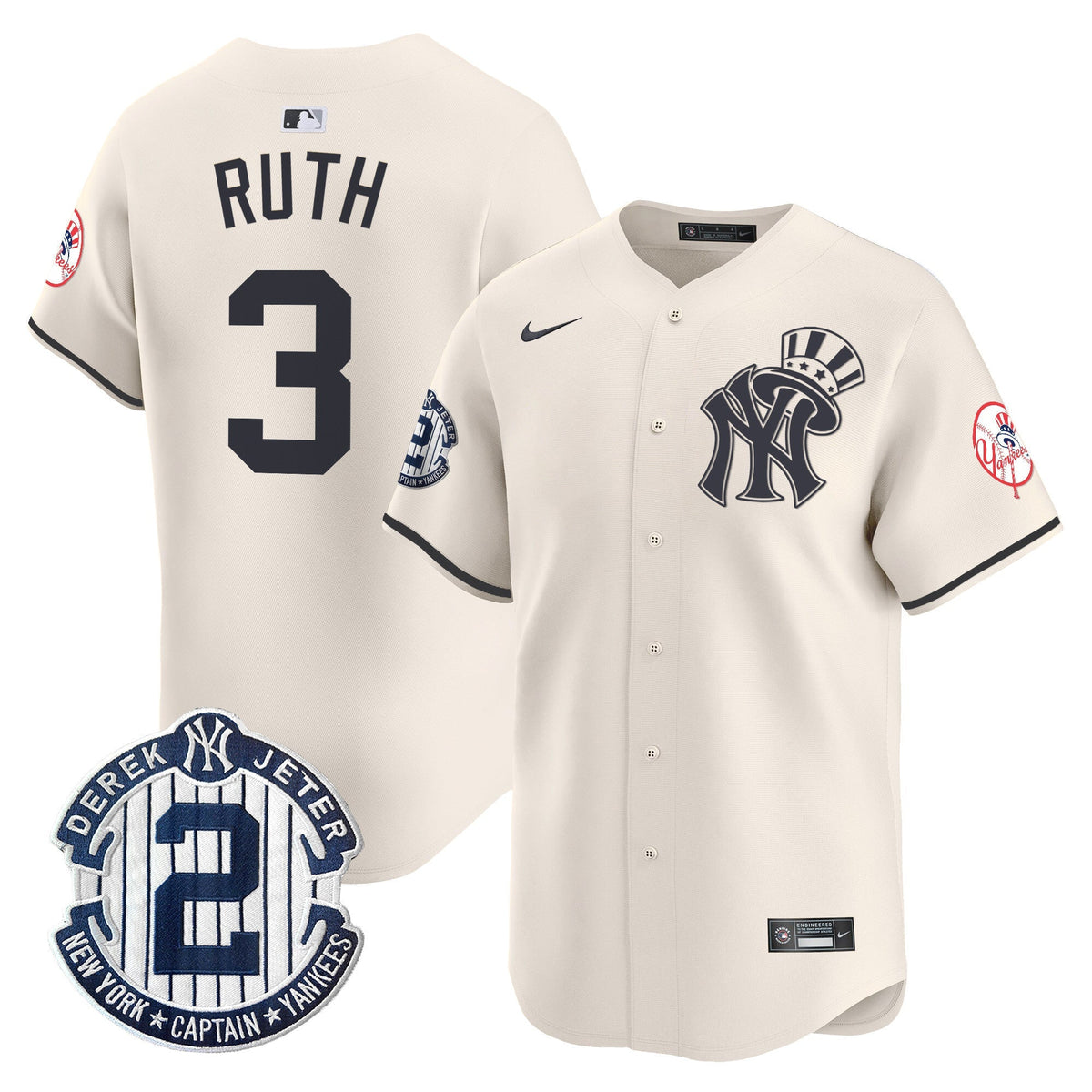 NYY Derek Jeter Patch Vapor Premier Limited Jersey V2 - All Stitched