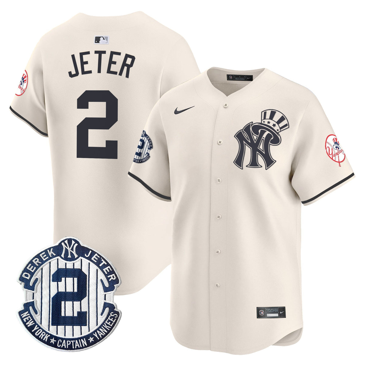 NYY Derek Jeter Patch Vapor Premier Limited Jersey V2 - All Stitched
