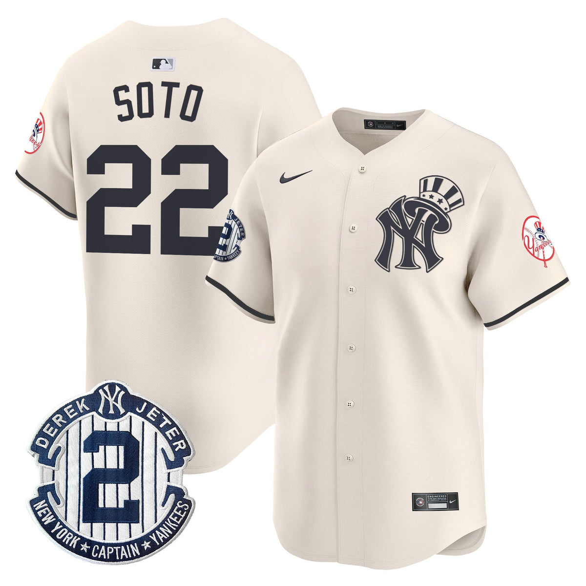 NYY Derek Jeter Patch Vapor Premier Limited Jersey V2 - All Stitched