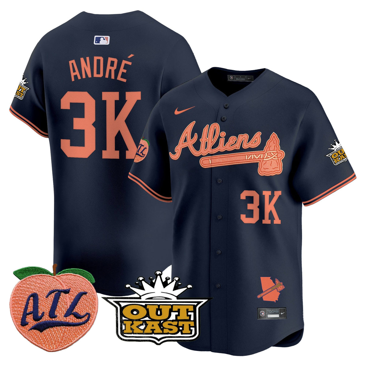ATL Atliens & Peach Vapor Premier Limited Jersey - All Stitched