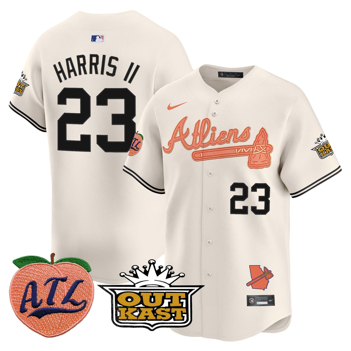 ATL Atliens & Peach Vapor Premier Limited Jersey - All Stitched