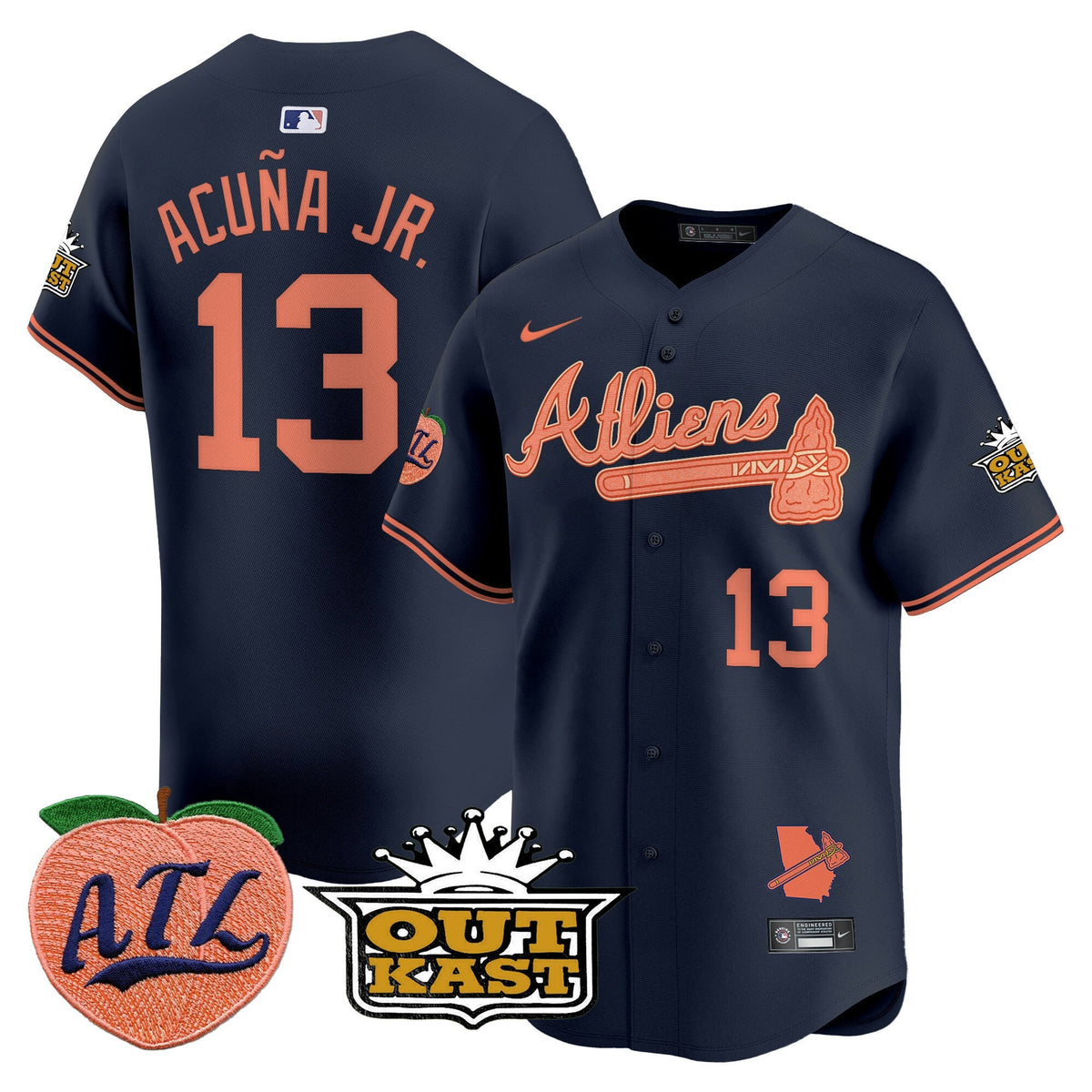ATL Atliens & Peach Vapor Premier Limited Jersey - All Stitched