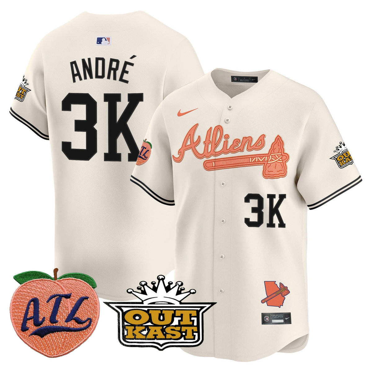 ATL Atliens & Peach Vapor Premier Limited Jersey - All Stitched