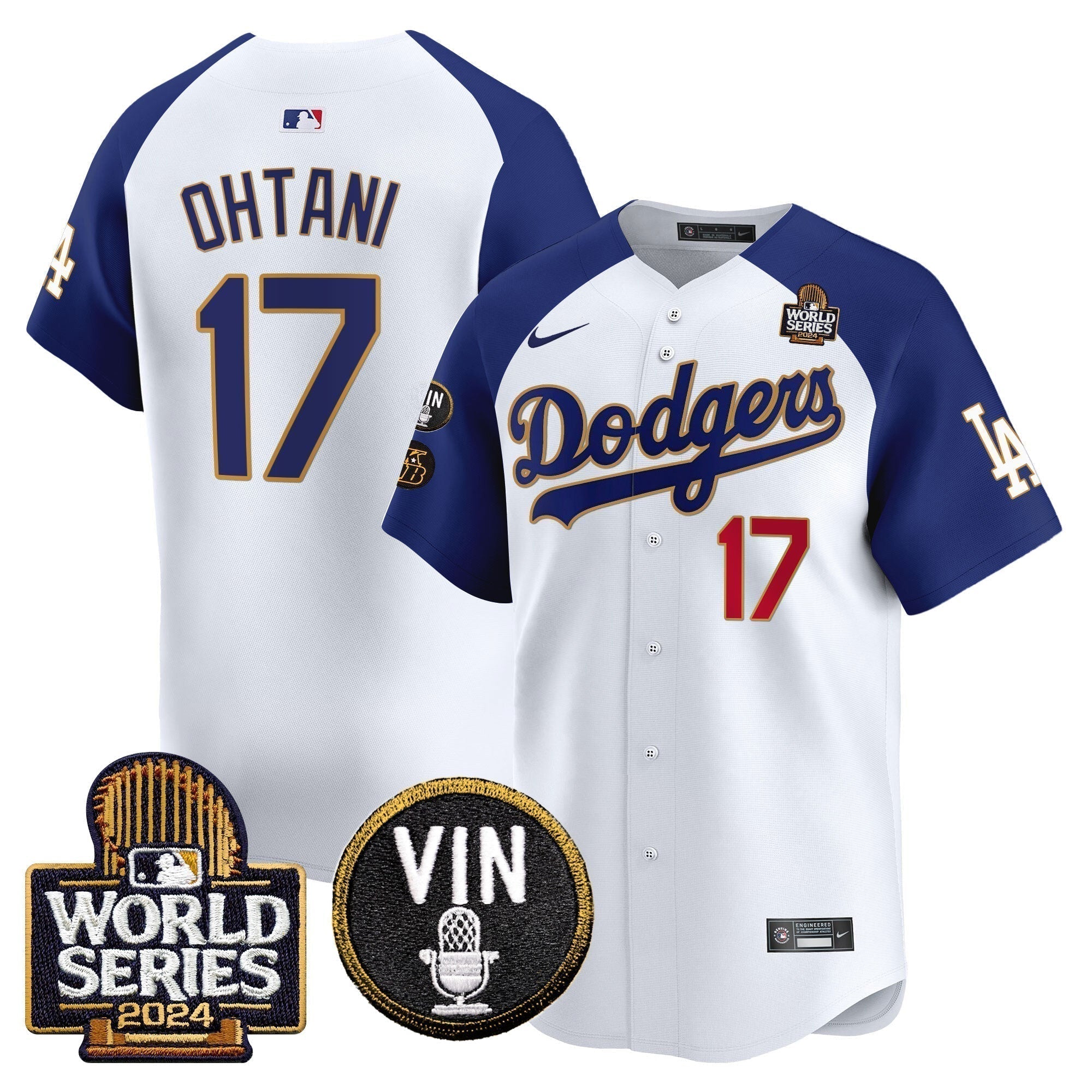 Dodgers 2024 World Series Gold Trim Vapor Premier Limited Jersey V2 - Stitched