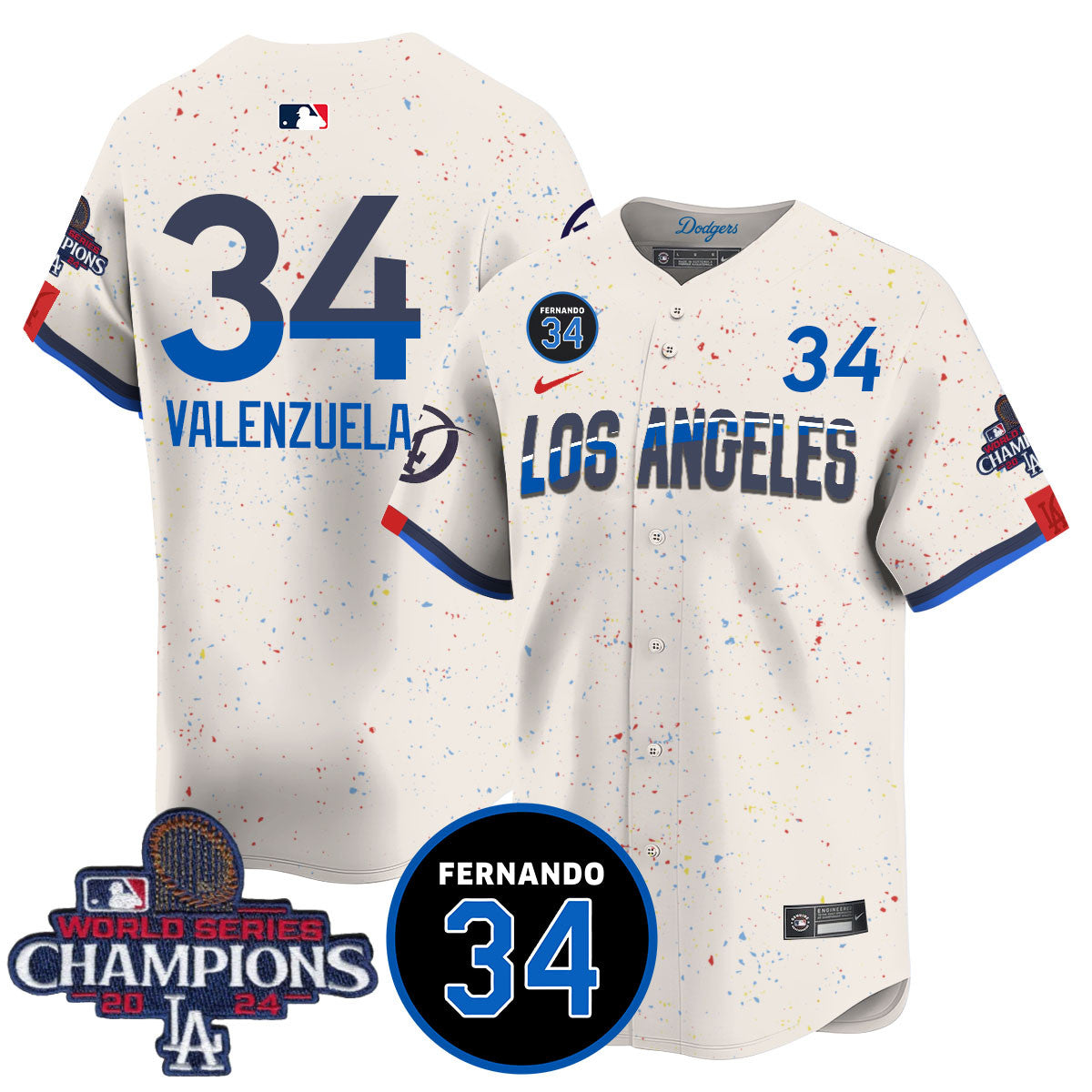 LA Dodgers - World Series Champions 2024/Fernando Valenzuela Memorial Jersey - Stitched N1