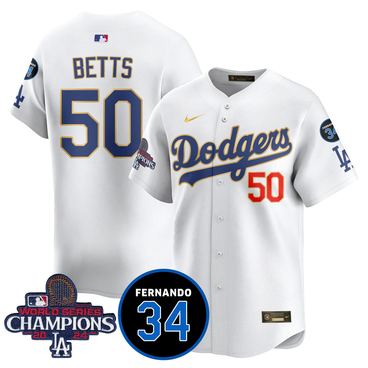 LA Dodgers - World Series Champions 2024/Fernando Valenzuela Memorial Jersey - Stitched N1
