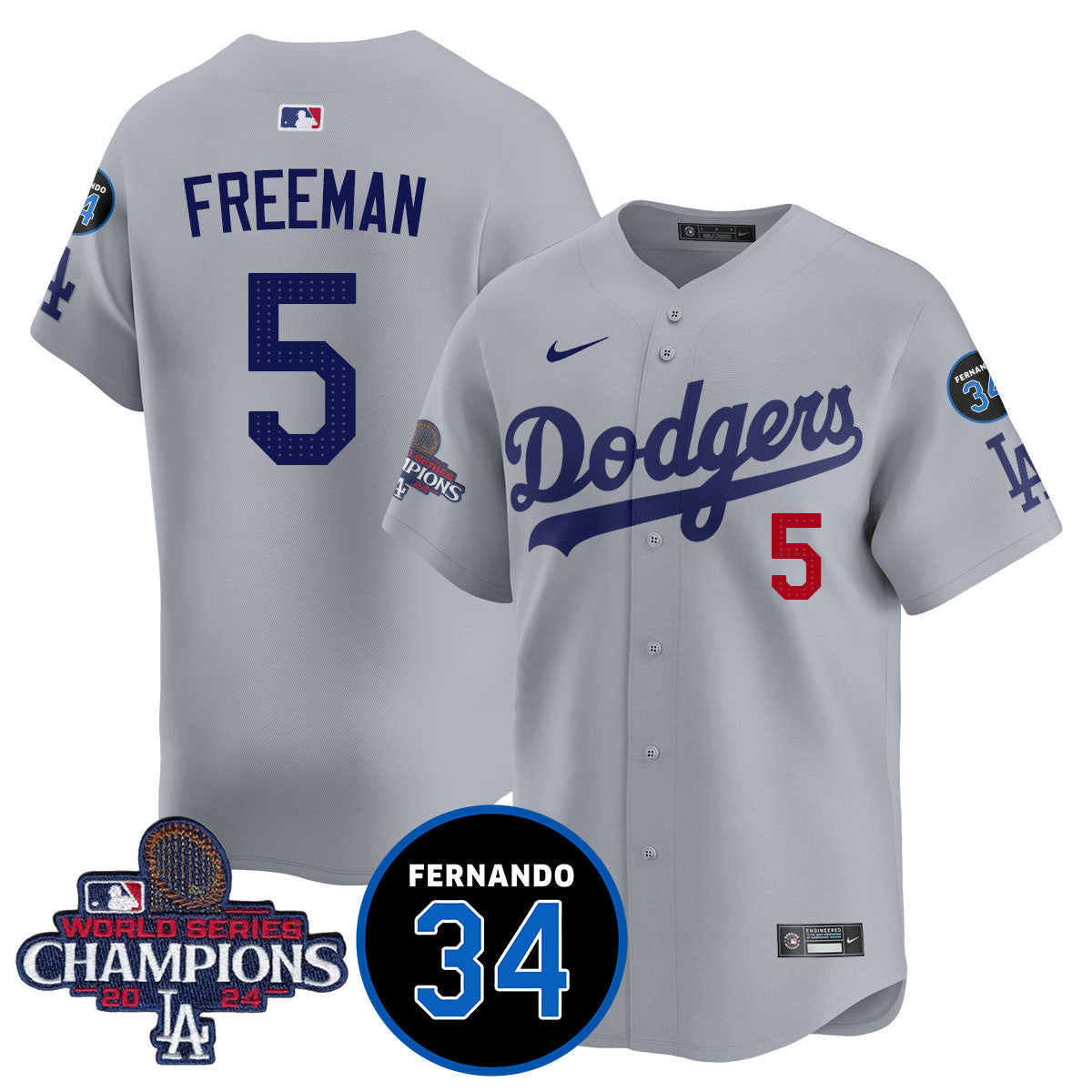 LA Dodgers - World Series Champions 2024/Fernando Valenzuela Memorial Jersey - Stitched N1