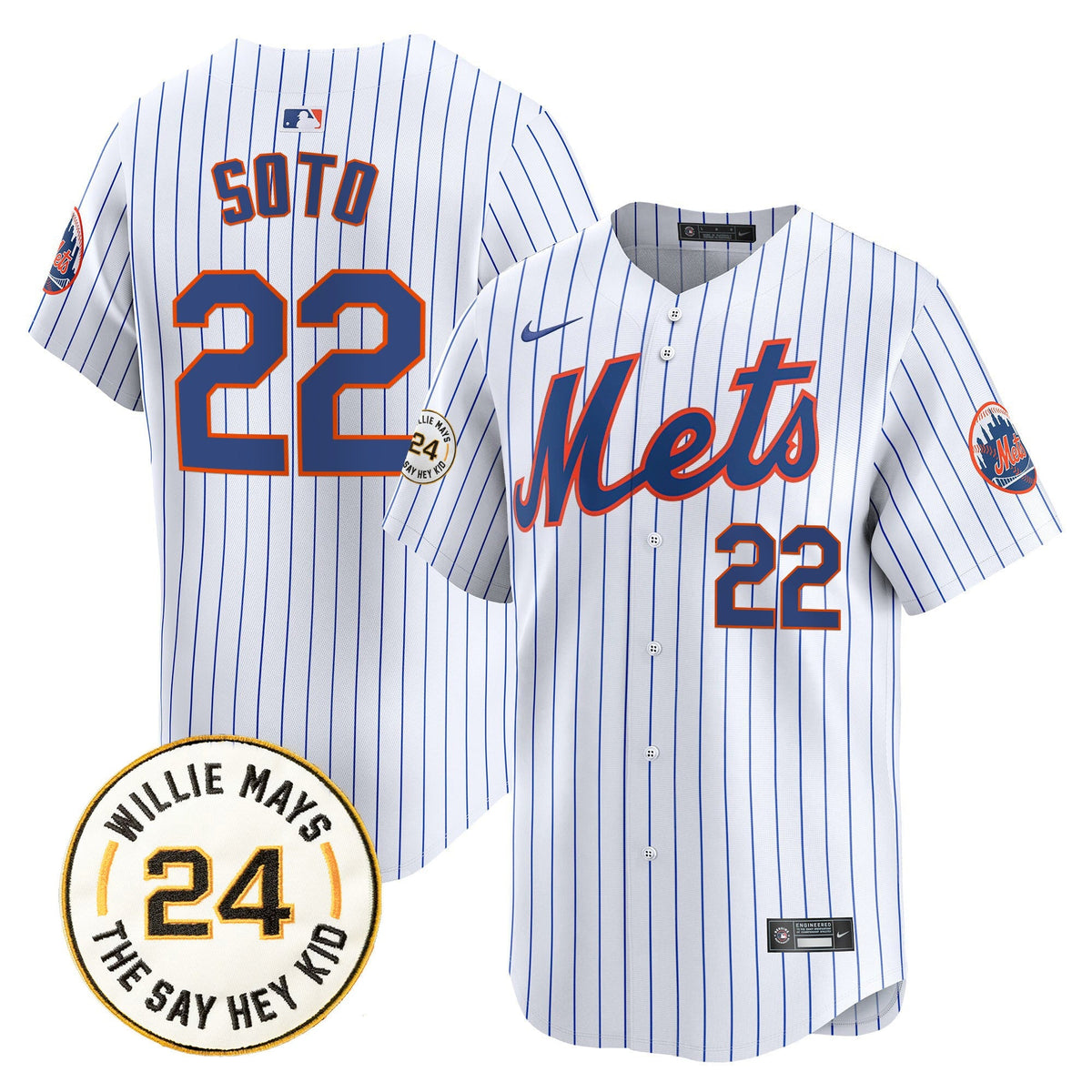 Mets Willie Mays Patch Vapor Premier Limited Jersey - Stitched