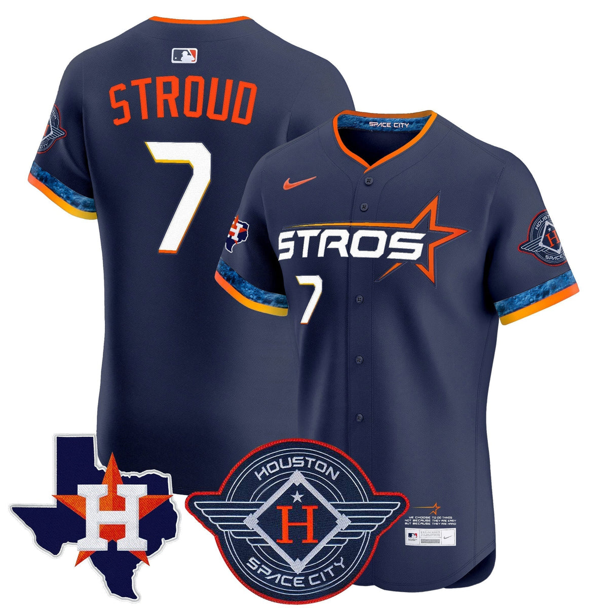 HOU 2025 City Connect Texas Patch Vapor Premier Elite Jersey - Stitched