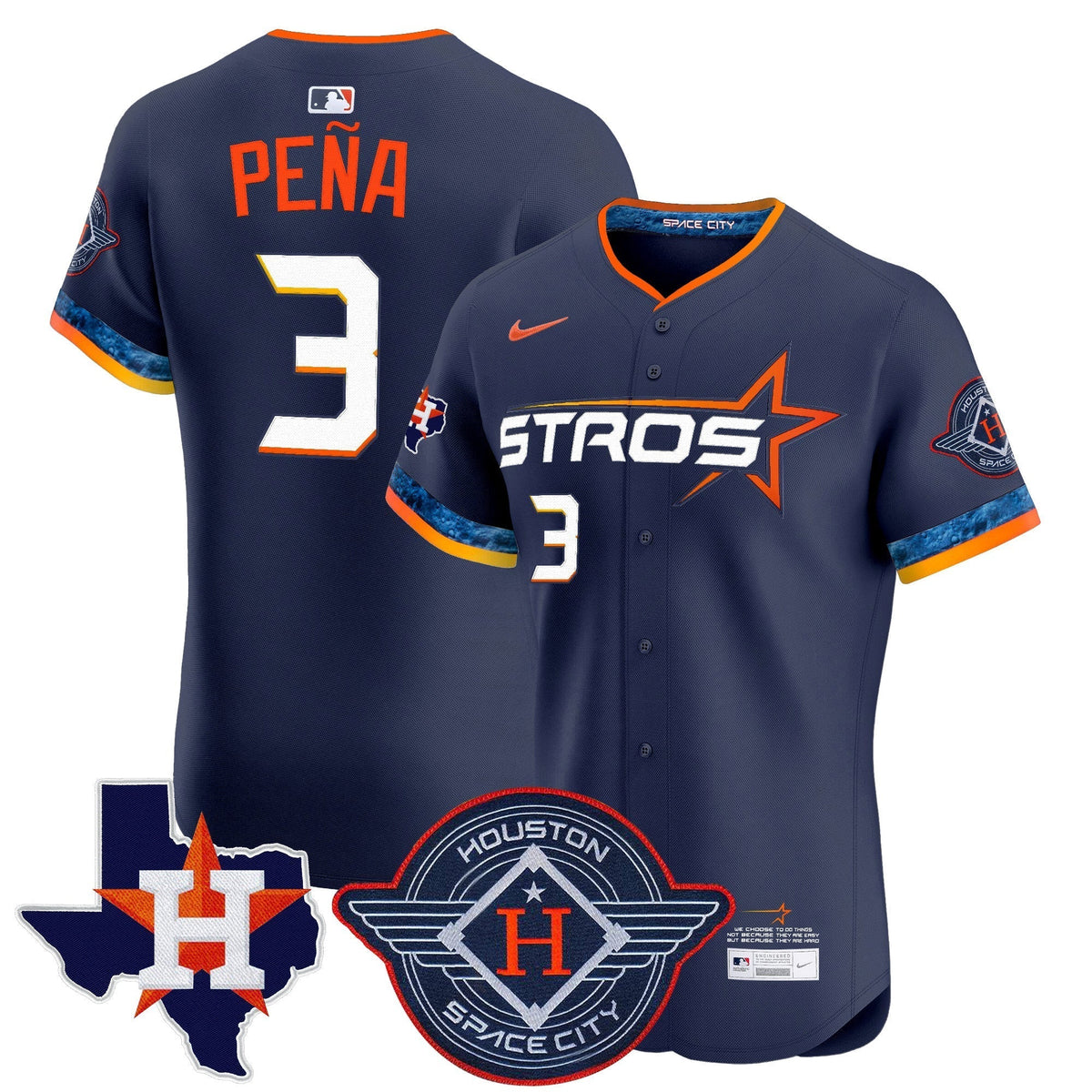 HOU 2025 City Connect Texas Patch Vapor Premier Elite Jersey - Stitched
