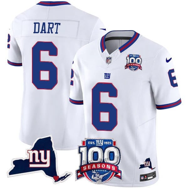 Men's New York Giants 100th Season & State Patch Vapor Limited Jersey - All Stitched