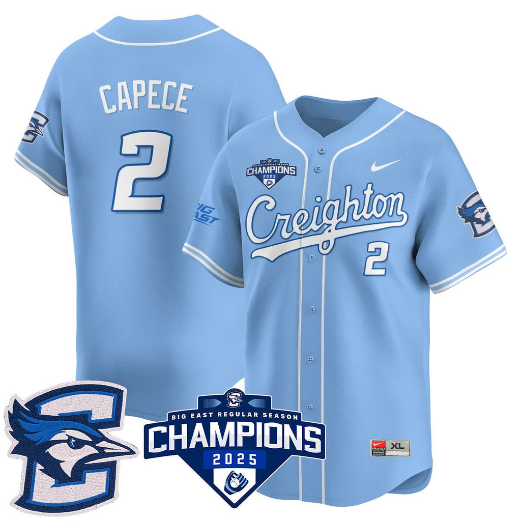 Creighton Bluejays Baseball 2025 Big East Baseball Tournament Champions Jersey N1 - All Stitched