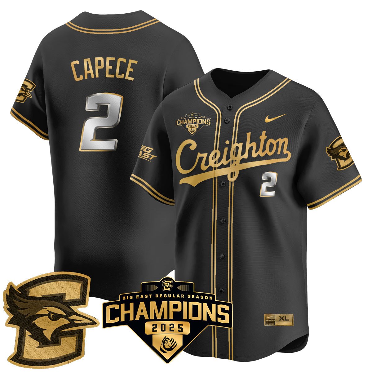 Creighton Bluejays Baseball 2025 Big East Baseball Tournament Champions Jersey N1 - All Stitched