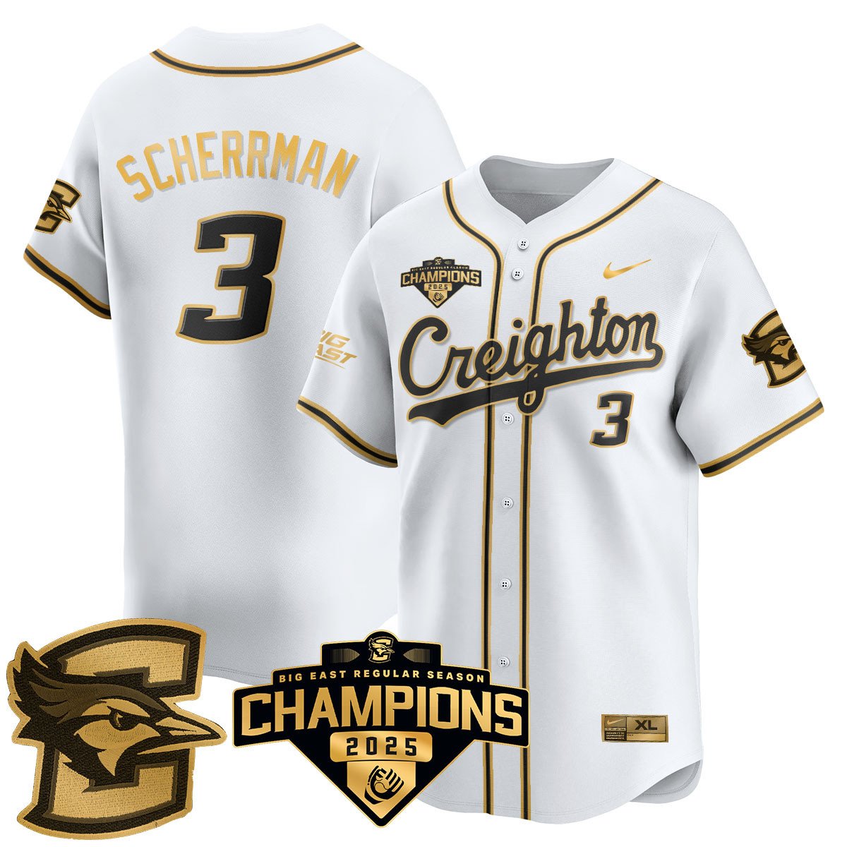 Creighton Bluejays Baseball 2025 Big East Baseball Tournament Champions Jersey N1 - All Stitched
