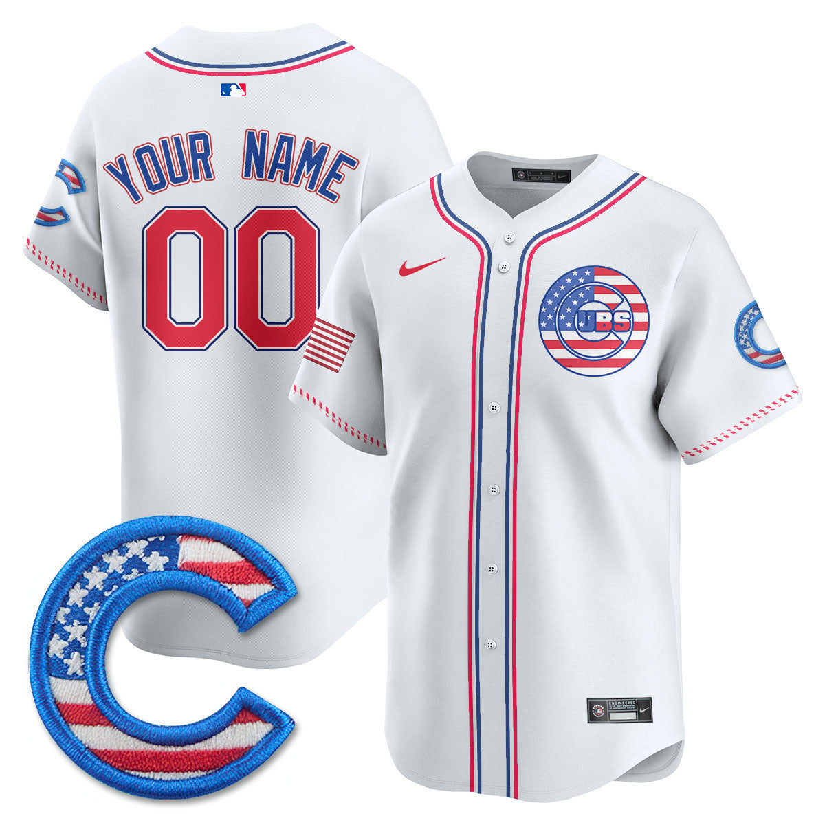Custom Chicago Cubs 2025 Fourth of July Jersey - All Stitched