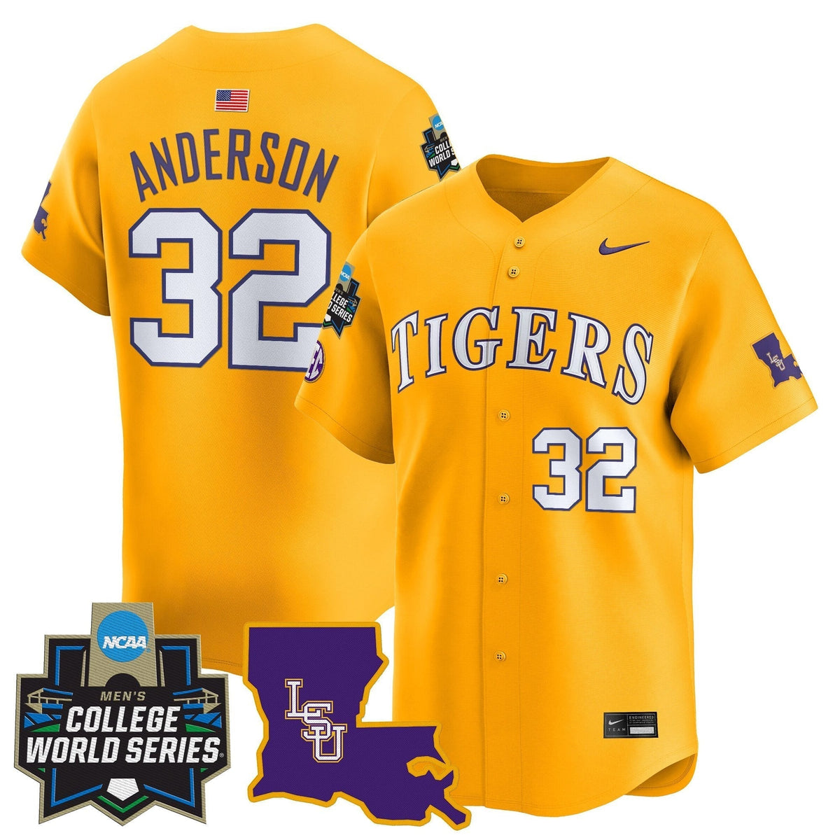 LSU 2025 World Series Vapor Premier Limited Jersey - All Stitched