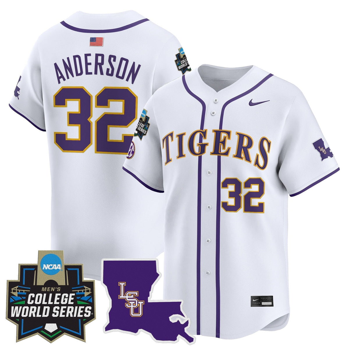 LSU 2025 World Series Vapor Premier Limited Jersey - All Stitched