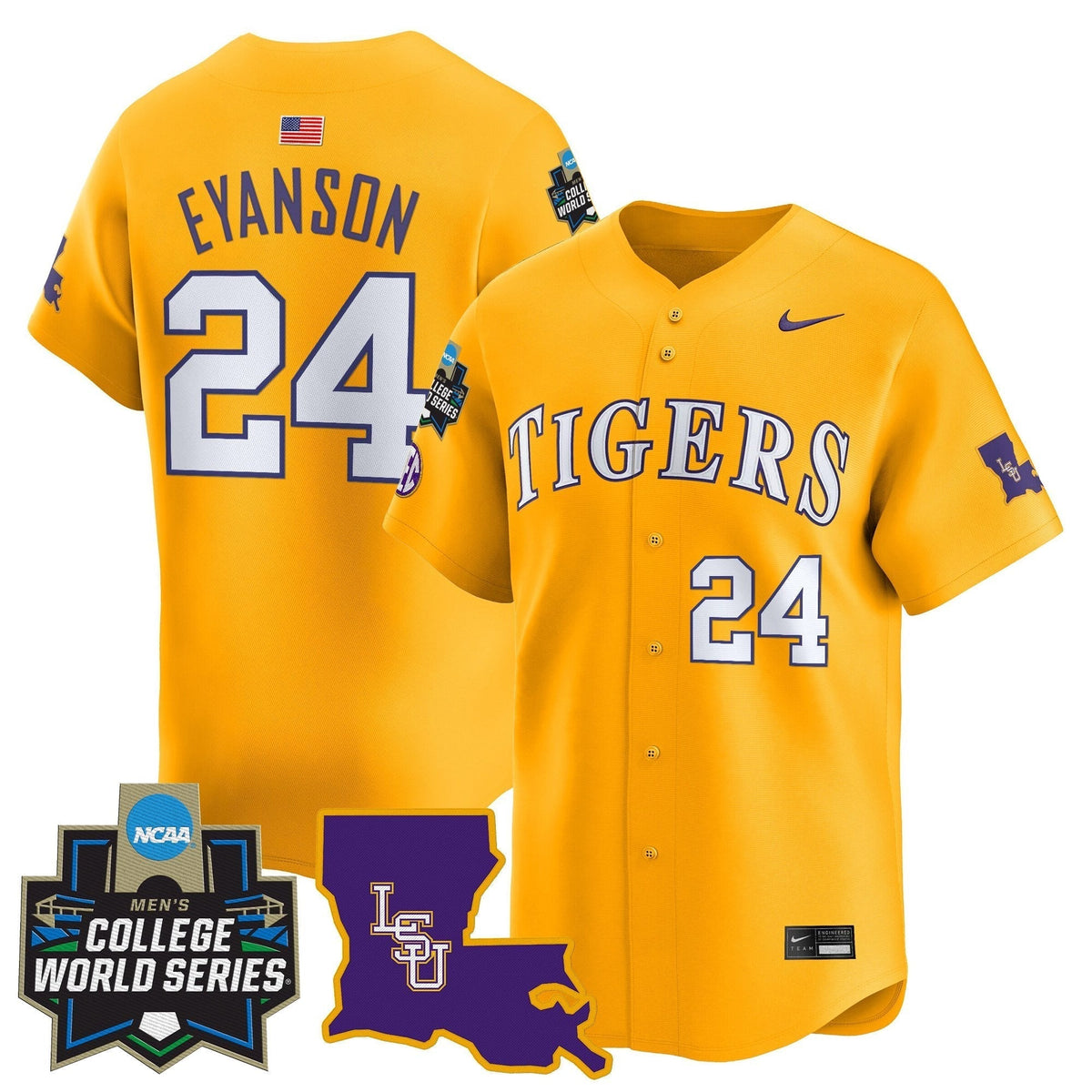 LSU 2025 World Series Vapor Premier Limited Jersey - All Stitched