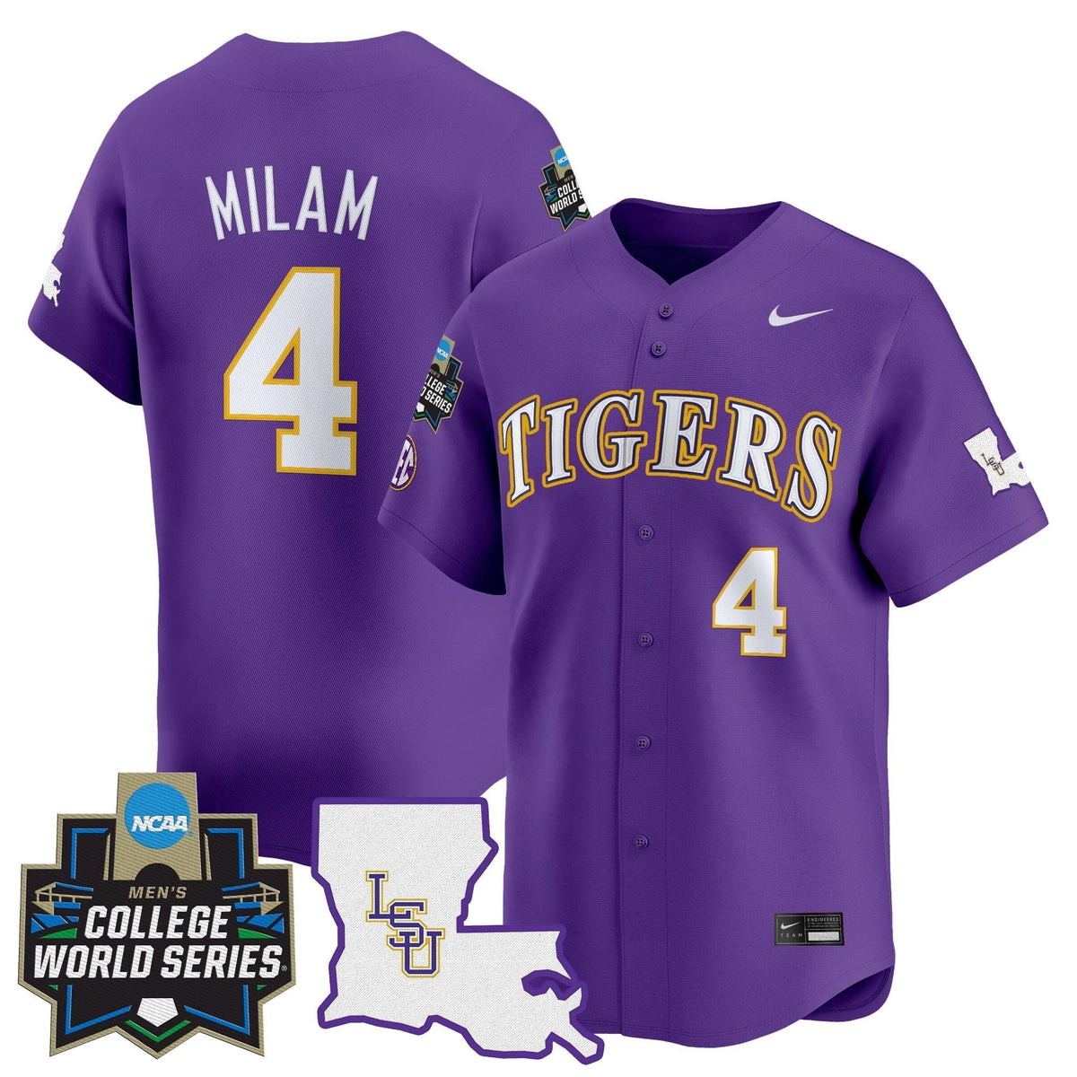 LSU 2025 World Series Vapor Premier Limited Men Jersey - All Stitched