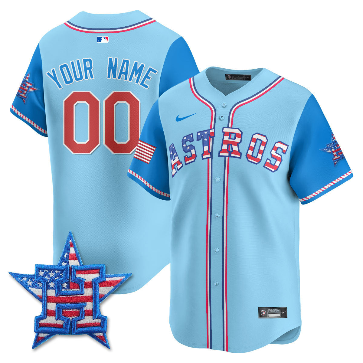 Custom Houston Astros 2025 Fourth of July Jersey - All Stitched