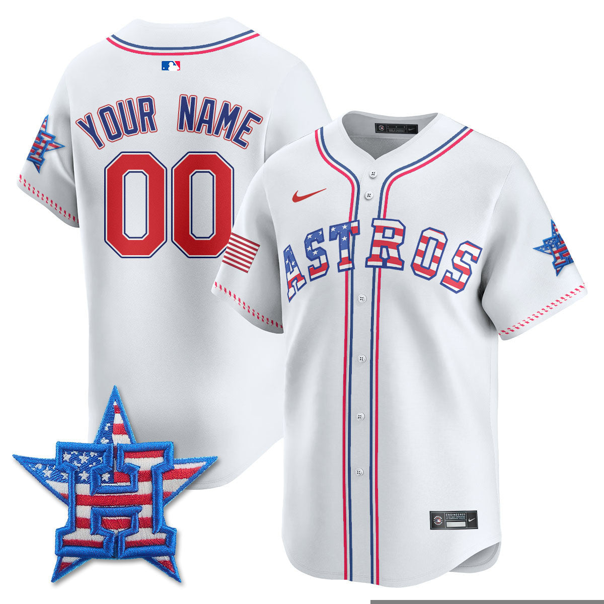 Custom Houston Astros 2025 Fourth of July Jersey - All Stitched