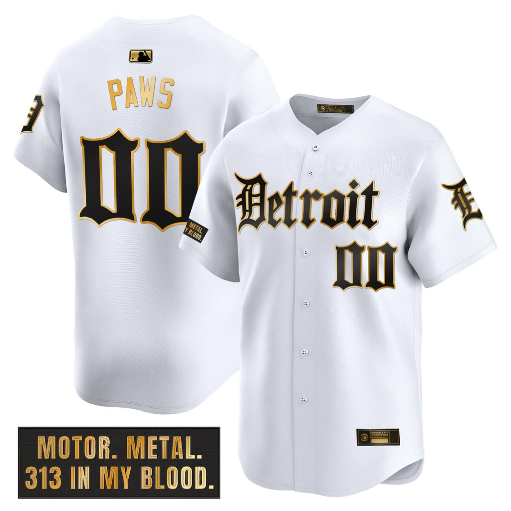 DET 'Motor Gothic Edition' Gold Vapor Premier Limited Jersey - All Stitched