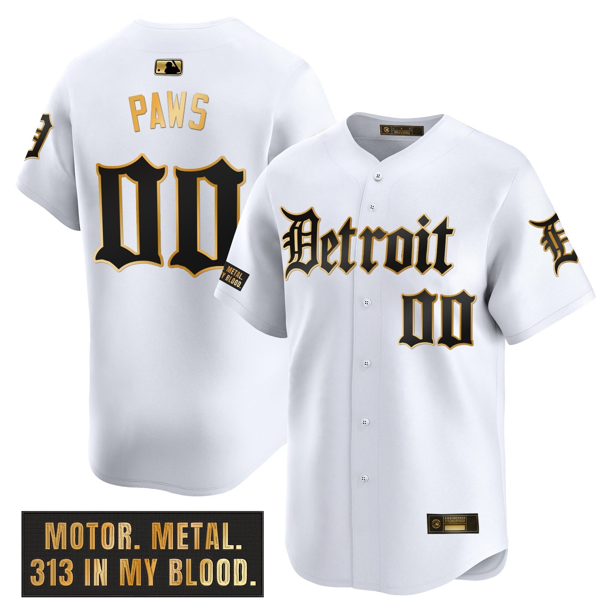 DET 'Motor Gothic Edition' Gold Vapor Premier Limited Jersey - All Stitched