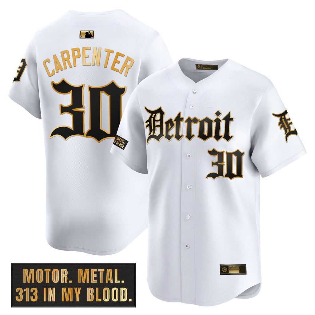 DET 'Motor Gothic Edition' Gold Vapor Premier Limited Jersey - All Stitched