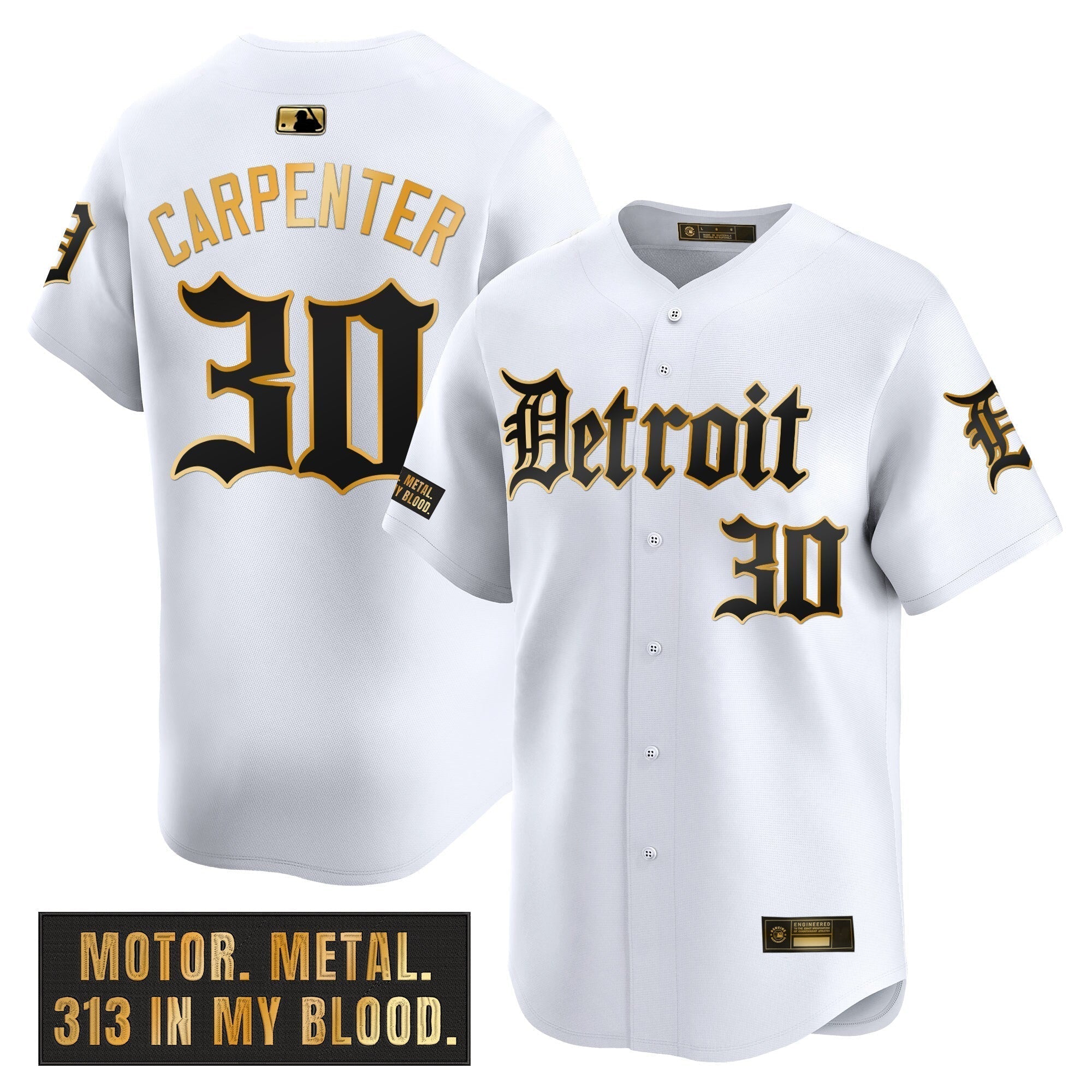 DET 'Motor Gothic Edition' Gold Vapor Premier Limited Jersey - All Stitched
