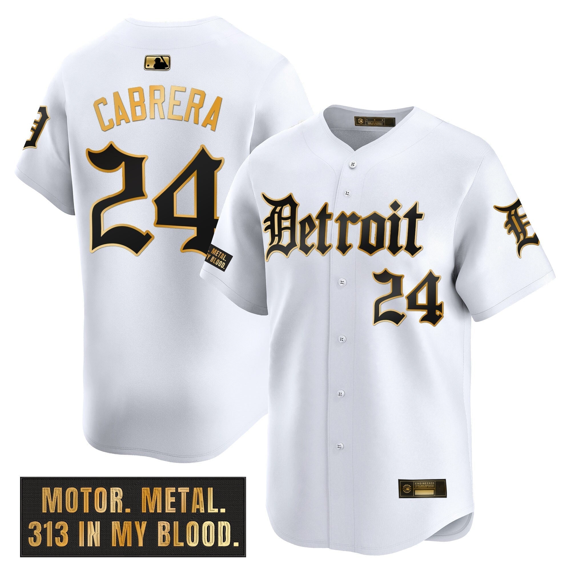 DET 'Motor Gothic Edition' Gold Vapor Premier Limited Jersey - All Stitched