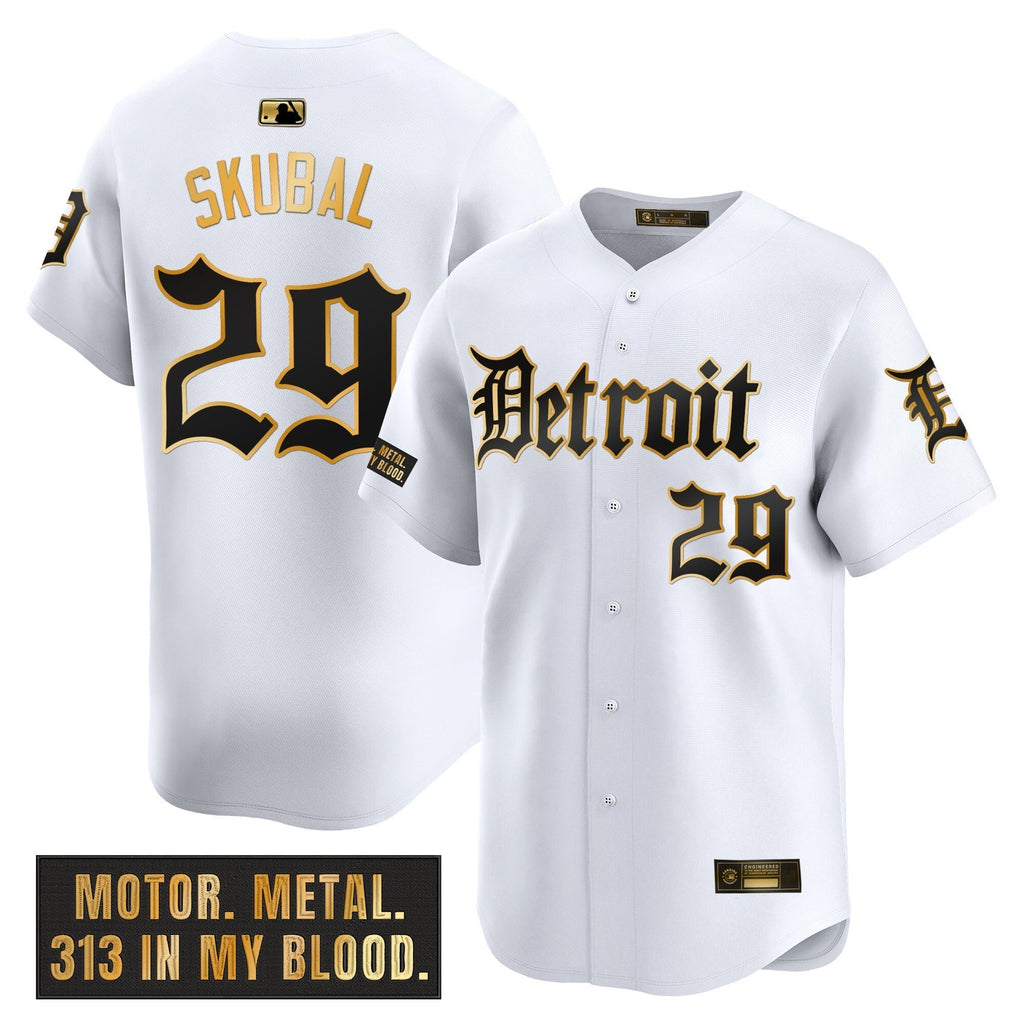 DET 'Motor Gothic Edition' Gold Vapor Premier Limited Jersey - All Stitched