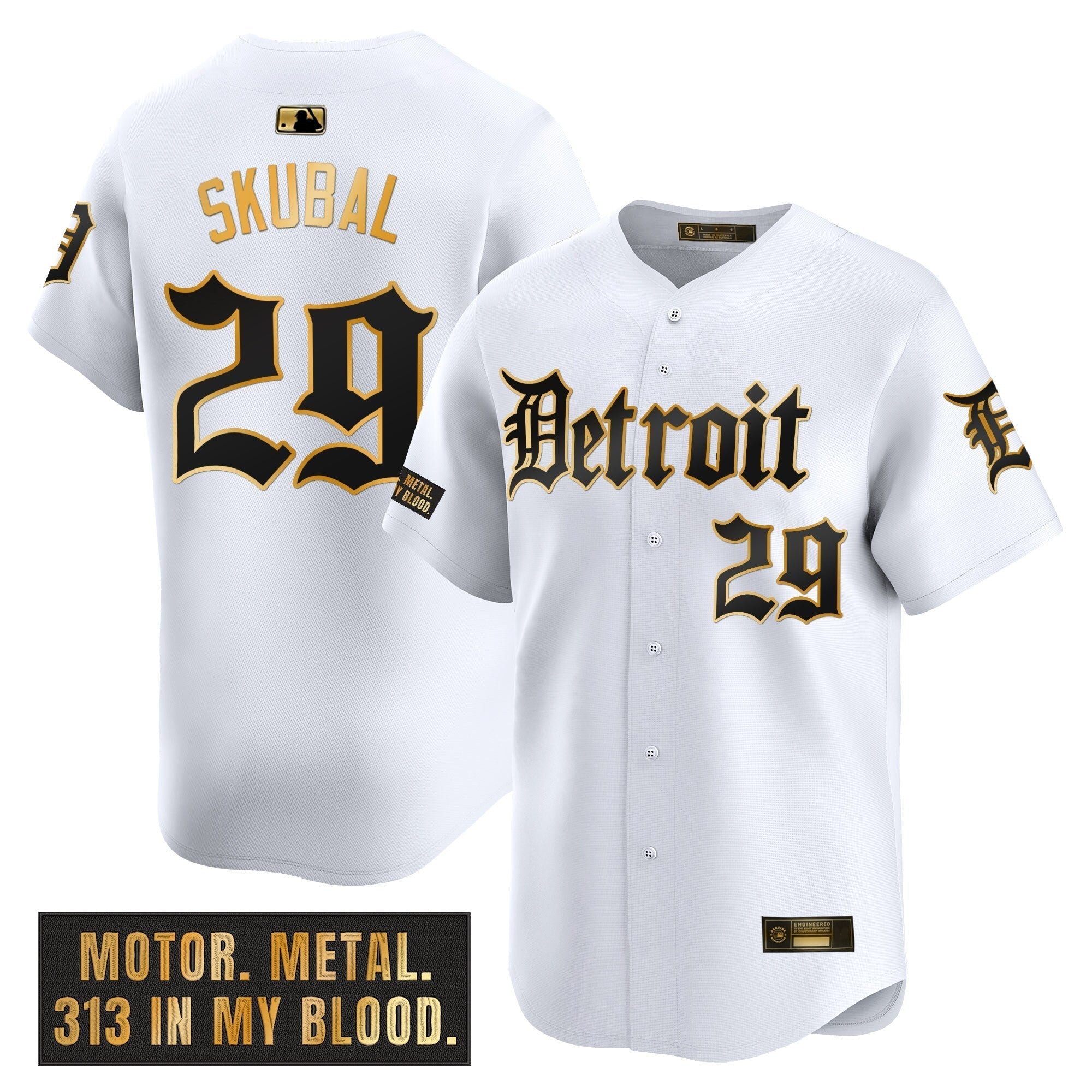 DET 'Motor Gothic Edition' Gold Vapor Premier Limited Jersey - All Stitched