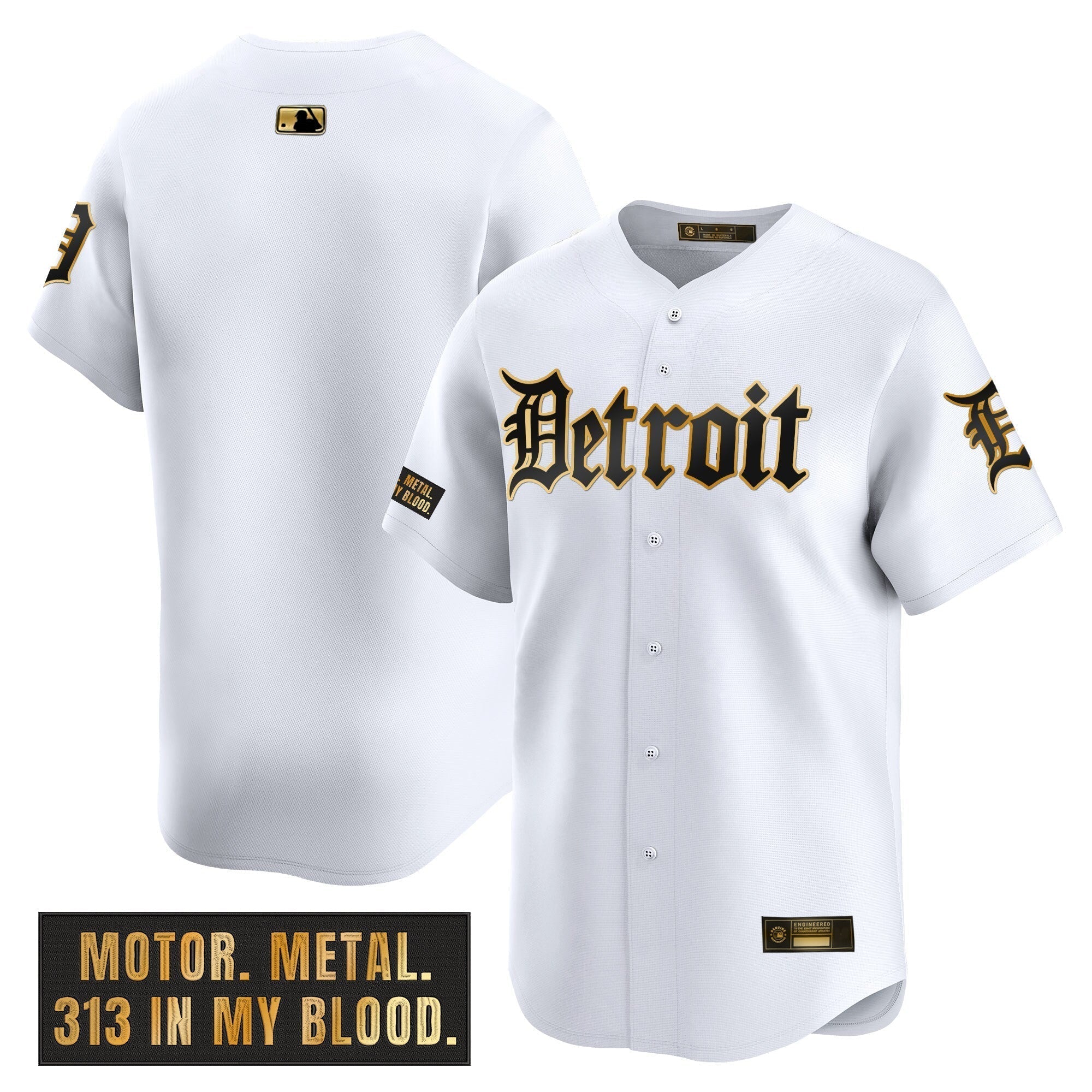 DET 'Motor Gothic Edition' Gold Vapor Premier Limited Jersey - All Stitched