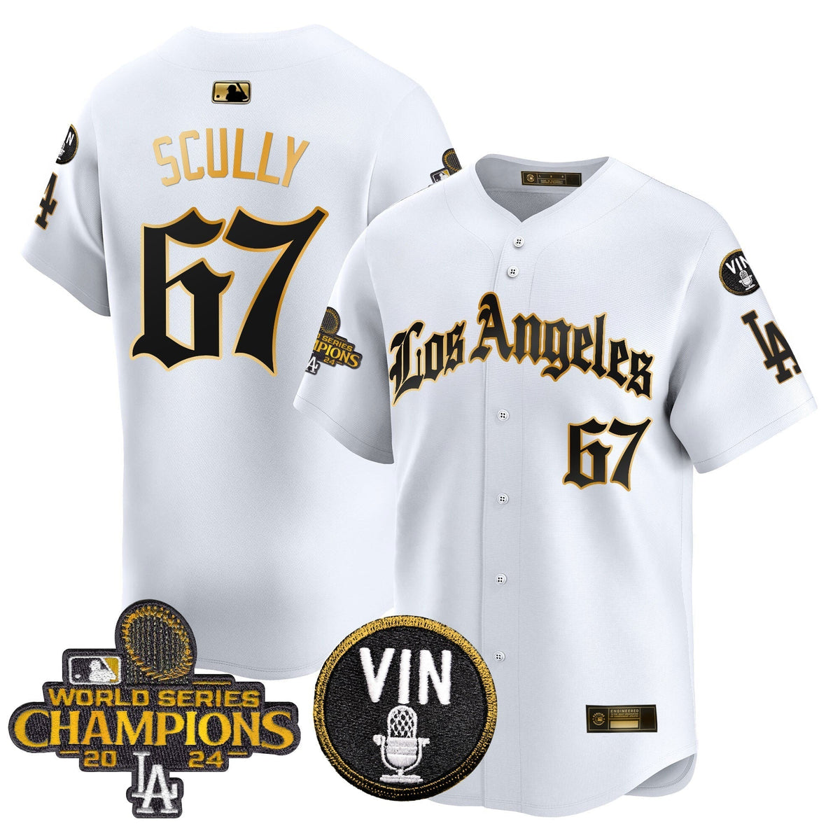 Dodgers 2025 LA Gothic Style Gold Vapor Premier Limited Jersey - All Stitched
