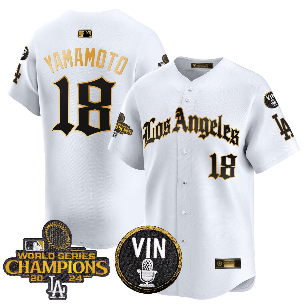 Dodgers 2025 LA Gothic Style Gold Vapor Premier Limited Jersey - All Stitched