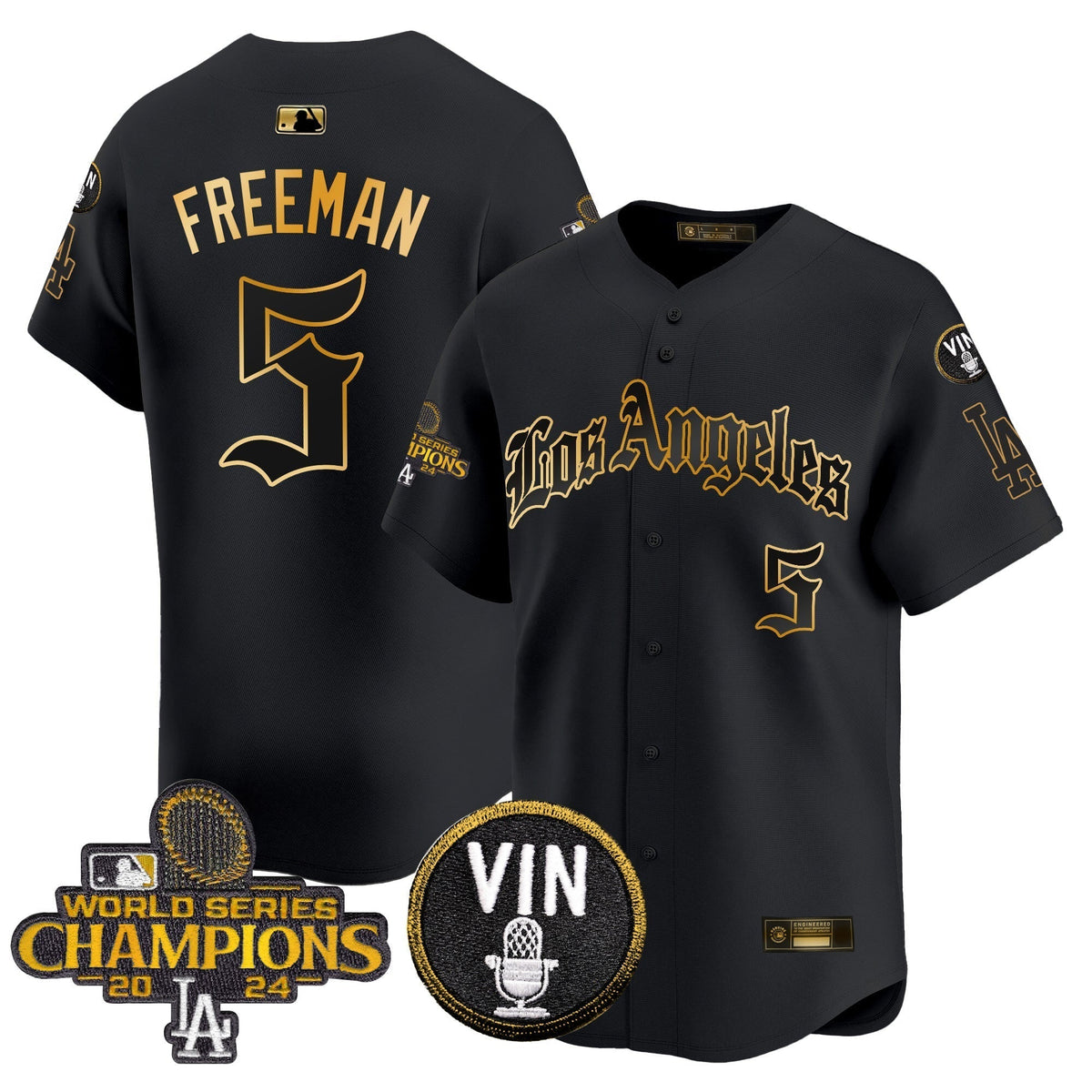 Dodgers 2025 LA Gothic Style Gold Vapor Premier Limited Men Jersey - All Stitched