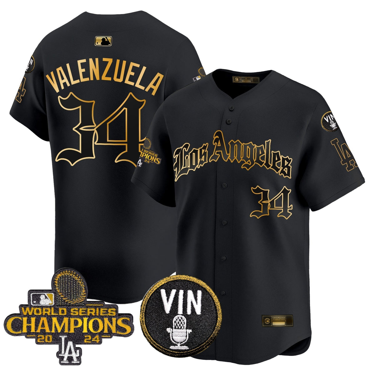 Dodgers 2025 LA Gothic Style Gold Vapor Premier Limited Men Jersey - All Stitched
