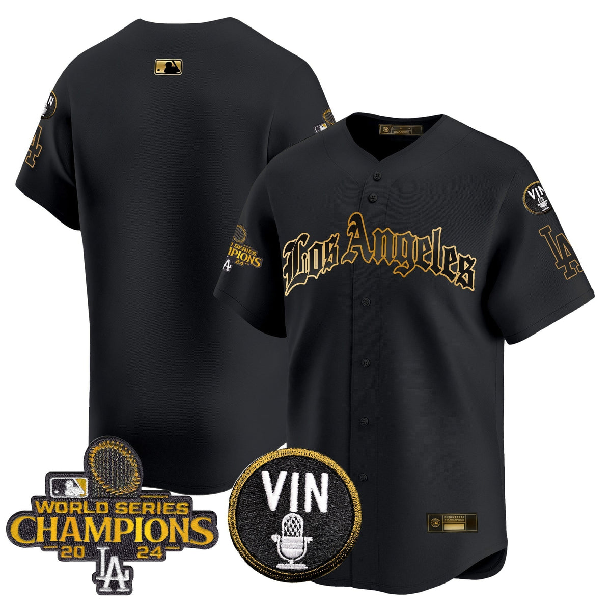 Dodgers 2025 LA Gothic Style Gold Vapor Premier Limited Jersey - All Stitched
