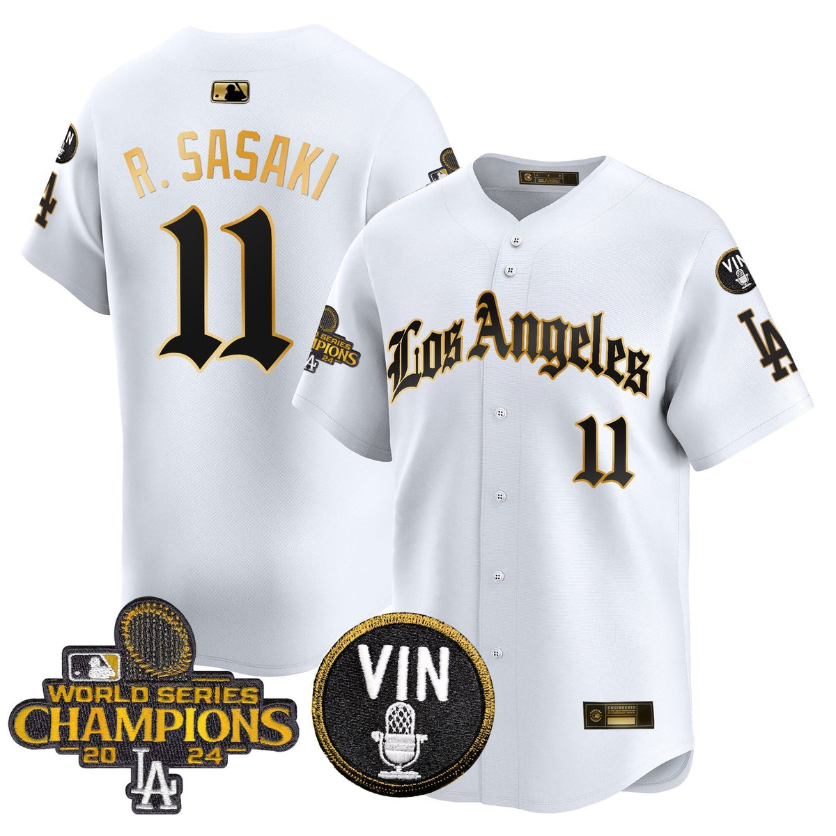 Dodgers 2025 LA Gothic Style Gold Vapor Premier Limited Jersey - All Stitched