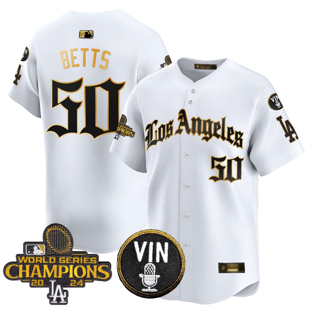 Dodgers 2025 LA Gothic Style Gold Vapor Premier Limited Jersey - All Stitched
