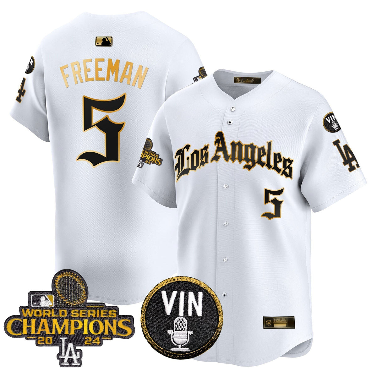 Dodgers 2025 LA Gothic Style Gold Vapor Premier Limited Jersey - All Stitched