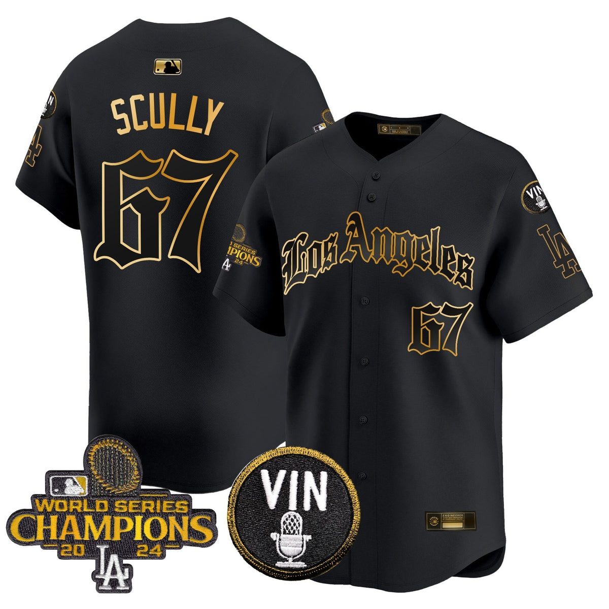 Dodgers 2025 LA Gothic Style Gold Vapor Premier Limited Men Jersey - All Stitched