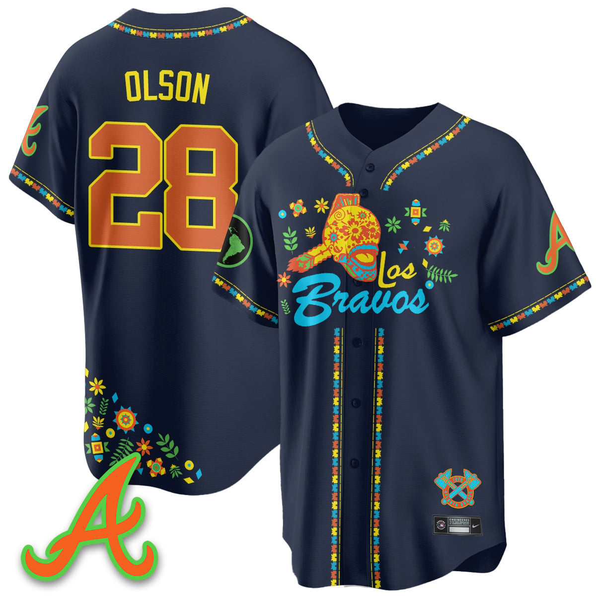 Men's Atlanta Braves 2025 "Los Bravos" Jersey V2 - All Stitched