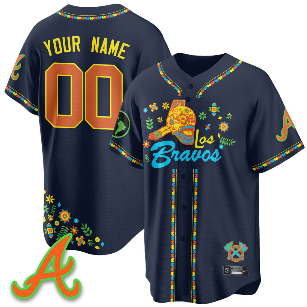 Men's Atlanta Braves 2025 "Los Bravos" Jersey V2 - All Stitched