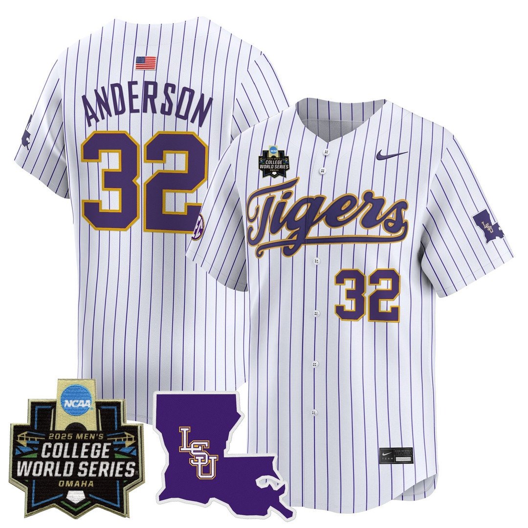 LSU 24/25 Men Jersey - 2025 College World Series Patch - All Stitched
