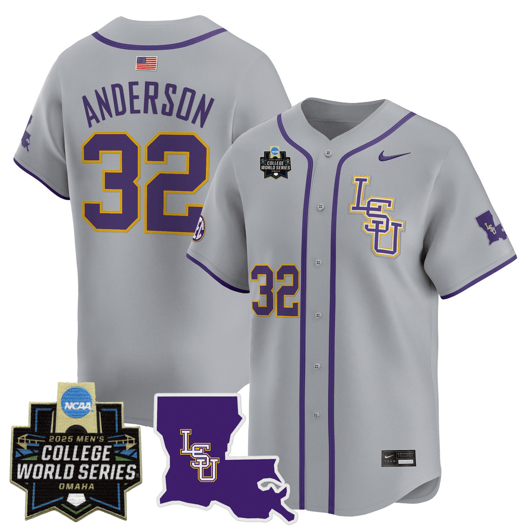 LSU 24/25 Men Jersey - 2025 College World Series Patch - All Stitched