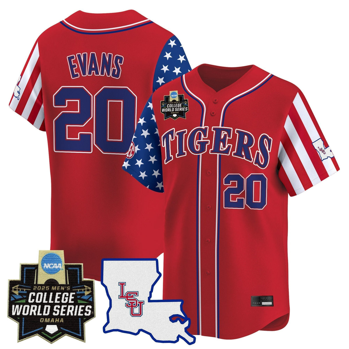 LSU 2025 Independence Day Vapor Premier Limited Jersey - World Series Patch - All Stitched