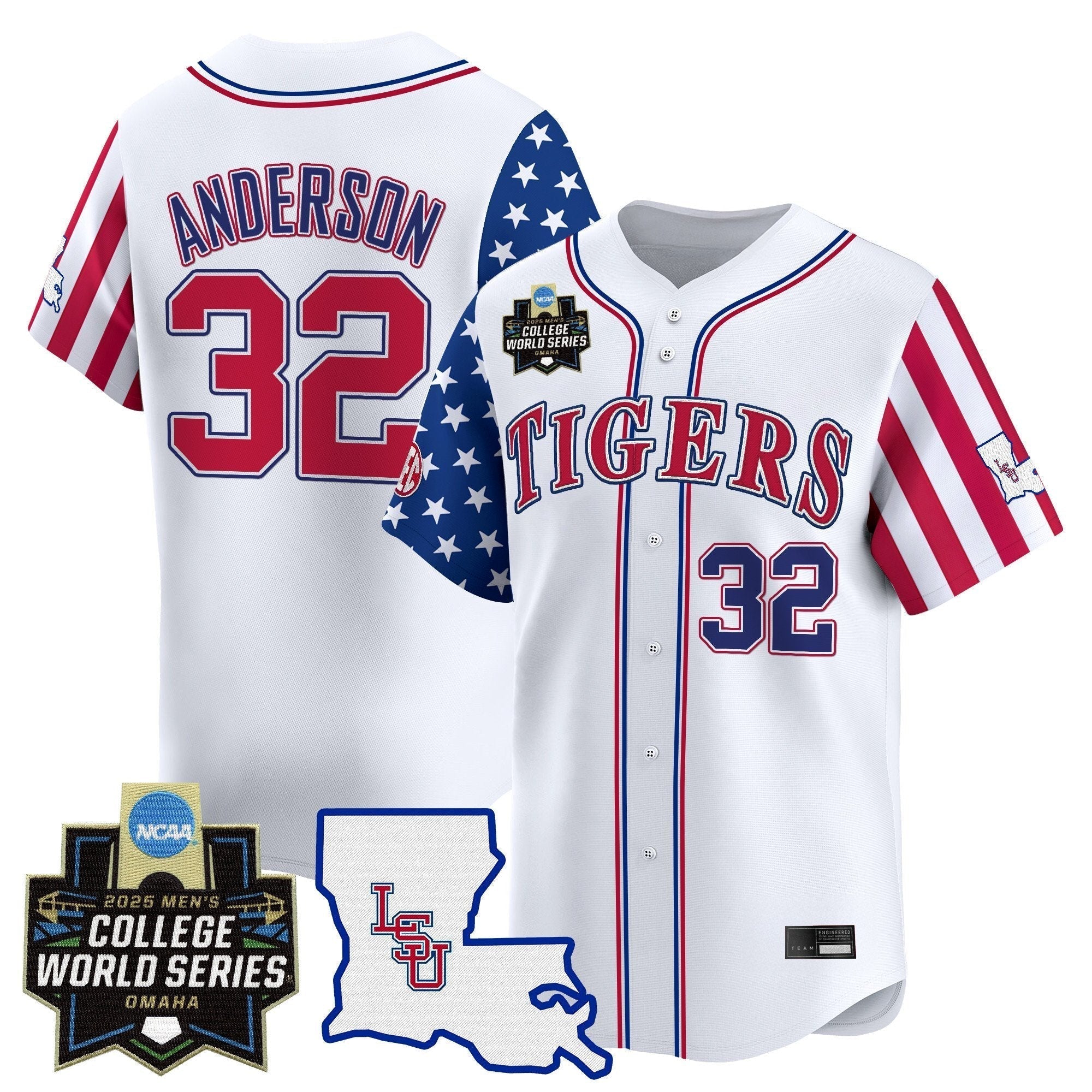 LSU 2025 Independence Day Vapor Premier Limited Jersey - World Series Patch - All Stitched