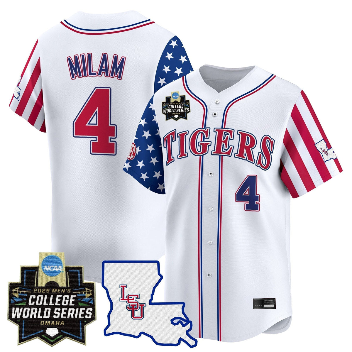 LSU 2025 Independence Day Vapor Premier Limited Men Jersey - World Series Patch - All Stitched